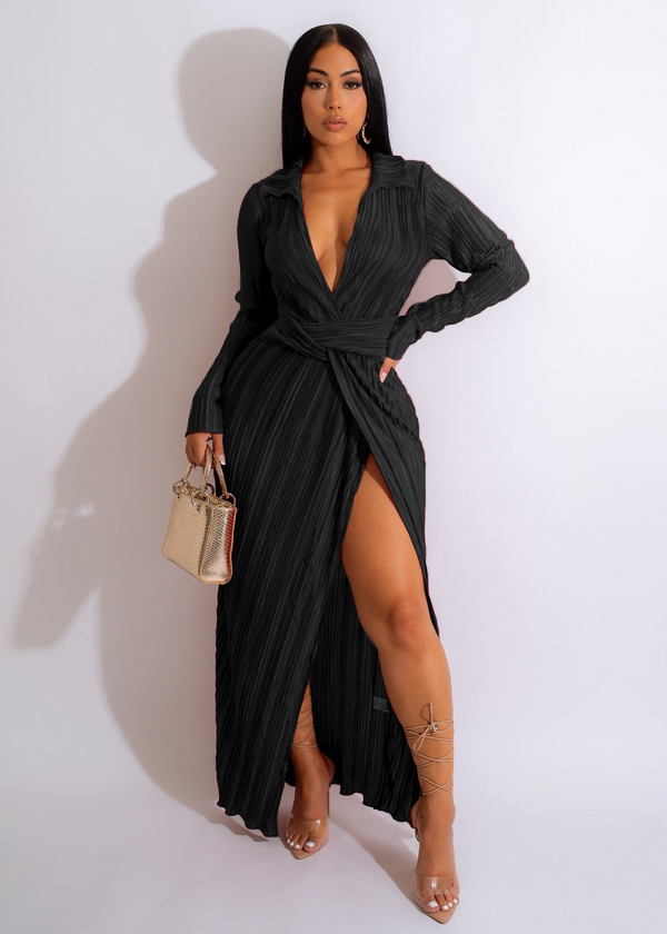 Elegant Temptation Long-Sleeved Maxi Dress