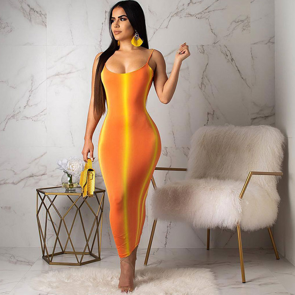 Orange Blossom Backless Maxi Dress